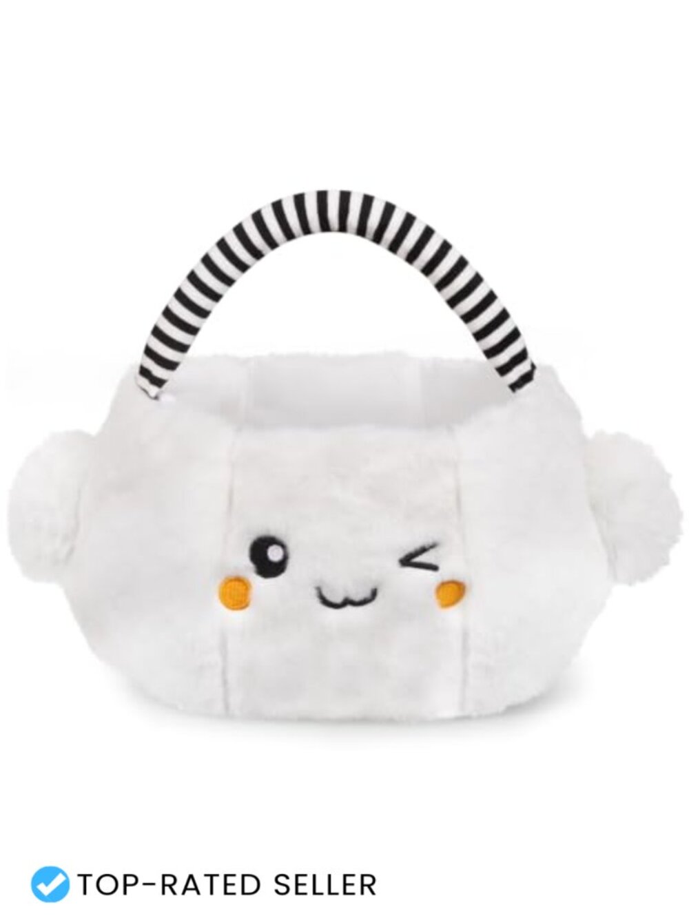 Large Plush Ghost Halloween Tote Bag Trick or Treat Candy Basket